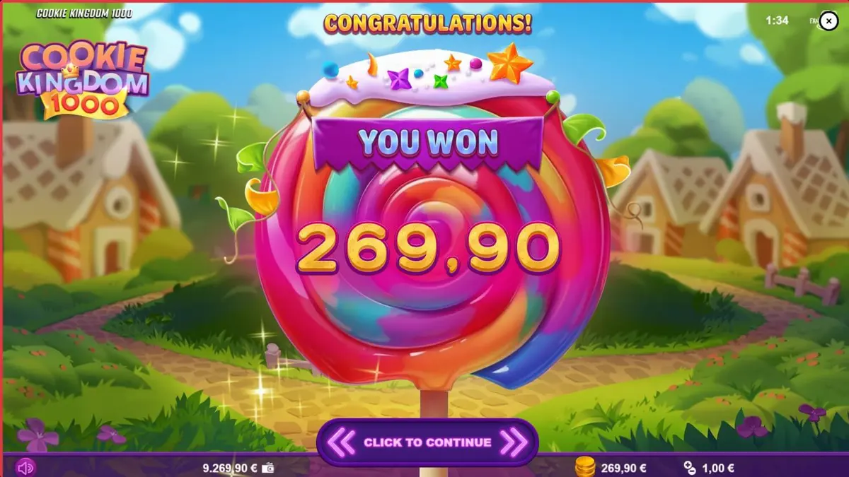 Tampilan visual permainan slot Cookie Kingdom 1000 dengan tema permen dan karakter beruang